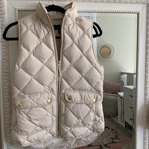 Jcrew cream vest with gold zipper